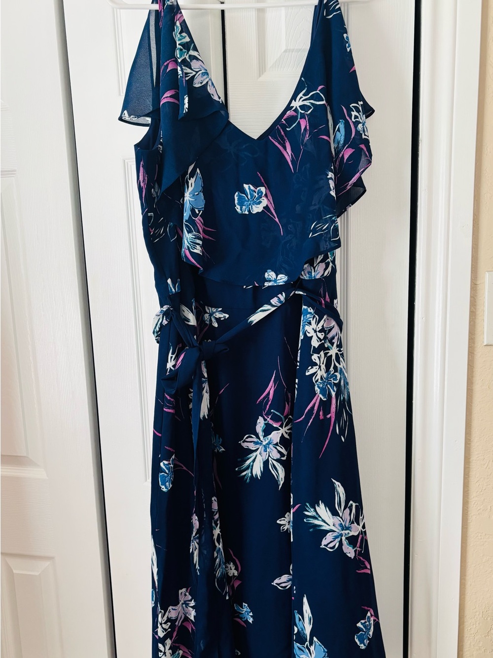 Lane Bryant Navy Floral Maxi Dress with Pink & White Accents